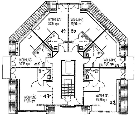 Grundriss des Dachgeschosses in der Seniorenresidenz in Großziethen